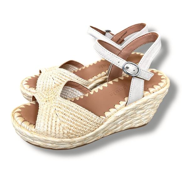 New Gentle Souls by Kenneth Cole Nomi Raffia Wedge Sandal Shoes Sz 7M Natural - Picture 1 of 14